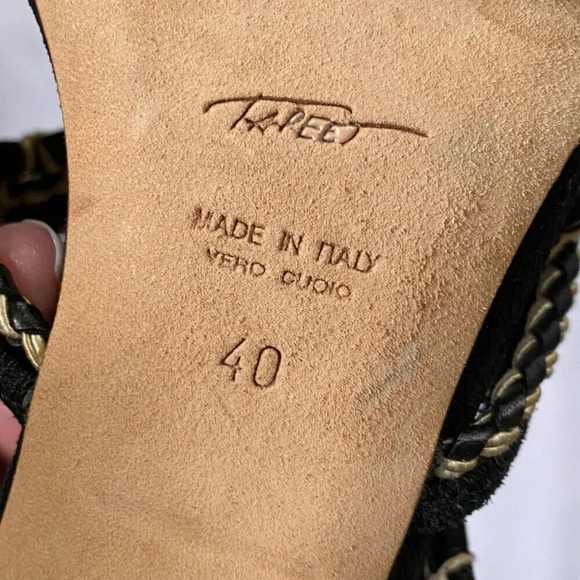 VICINI Tapeet, Strappy Mule Slide Heeled Sandal, Black, Tan, Brown - Picture 9 of 10